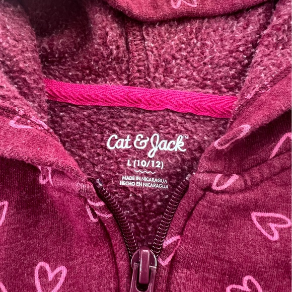 Cat & Jack Girls Heart Zip Up Sweatshirt - Picture 4 of 4